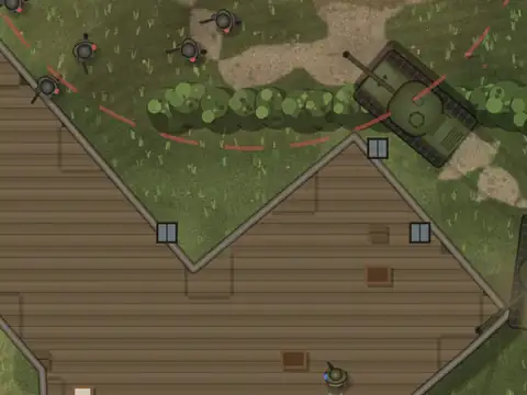 Squads moving through the streets and gardens of Carentan